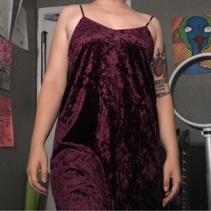 Bongo velvet slip dress burgundy 90’s y2k side slit strappy V-neck size Large